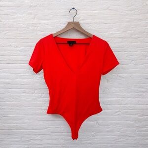 House of Harlow 1960 Bold Red V-Neck Bodysuit